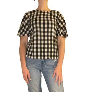 Black and White Gingham Print Blouse
